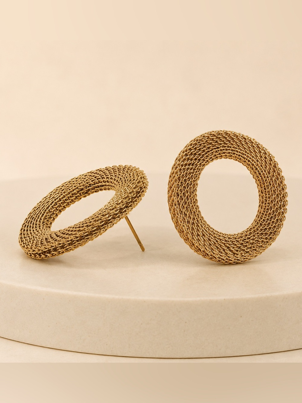 NEW! Elegant Gold Circular Earrings